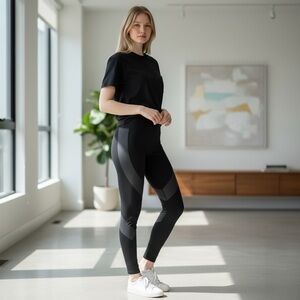 Black Gray Spiral Yoga Running Leggings
New